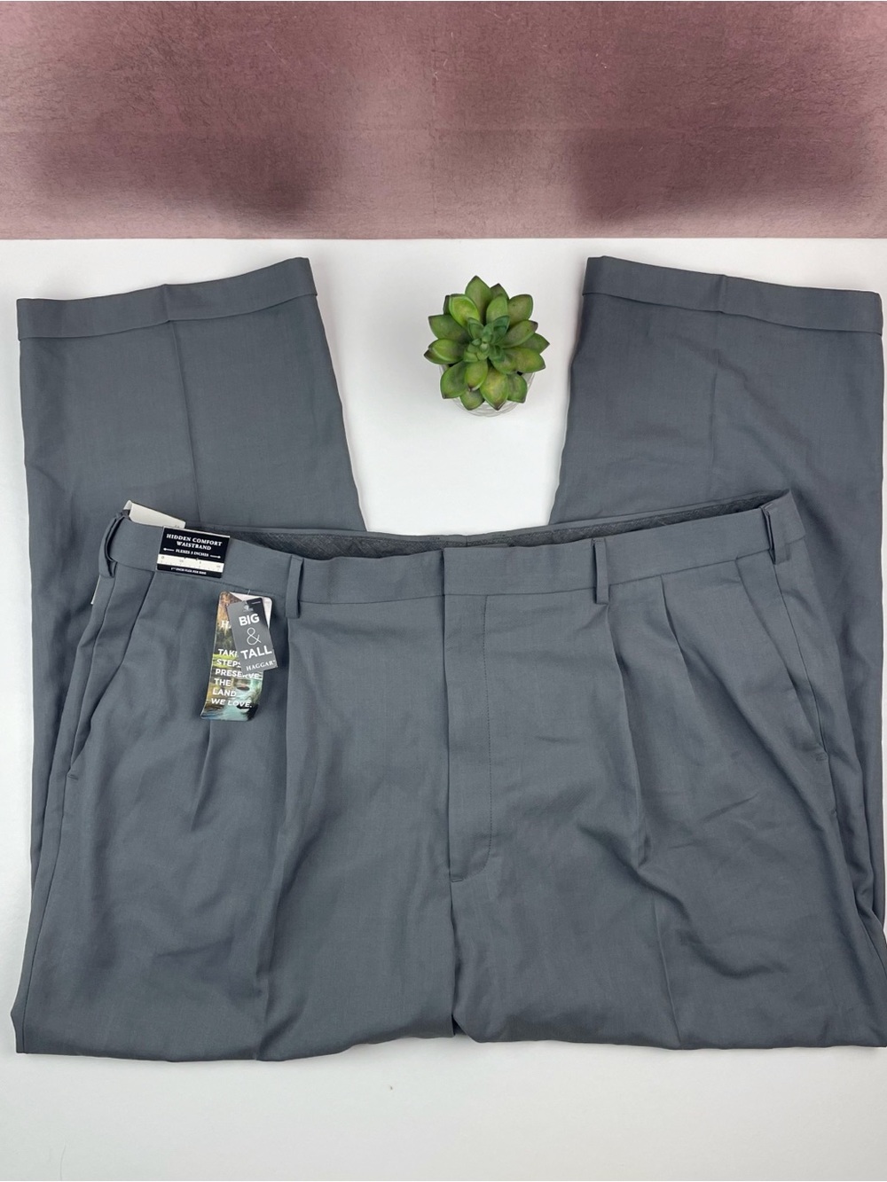 Haggar Pleated Gray Dress Pants New Men Size 44x29 Classic Fit Men